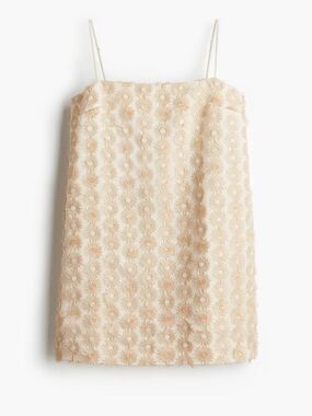 H&M Beige Floral Sequin Mini Dress